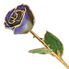 Lacquer Dipped Gold Trimmed Peridot/Blue Violet Pearl Real Rose - Sophia Jewelers