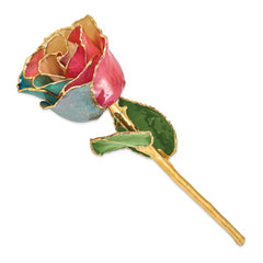 Lacquer Dipped Gold Trimmed Tri-color Real Rose - Sophia Jewelers