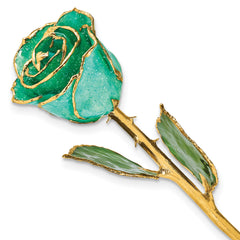 Monet Green Lacquer Dipped Gold Trimmed with Glitter Real Rose - Sophia Jewelers