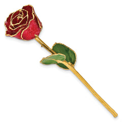 Red Lacquer Dipped Gold Trimmed with Glitter Real Rose - Sophia Jewelers