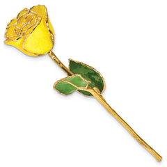 Yellow Lacquer Dipped Gold Trimmed with Glitter Real Rose - Sophia Jewelers