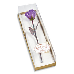 Purple Lacquer Dipped Copper Trimmed Real Rose - Sophia Jewelers