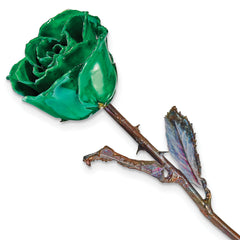 Turquoise Green Lacquer Dipped Copper Trimmed Real Rose - Sophia Jewelers