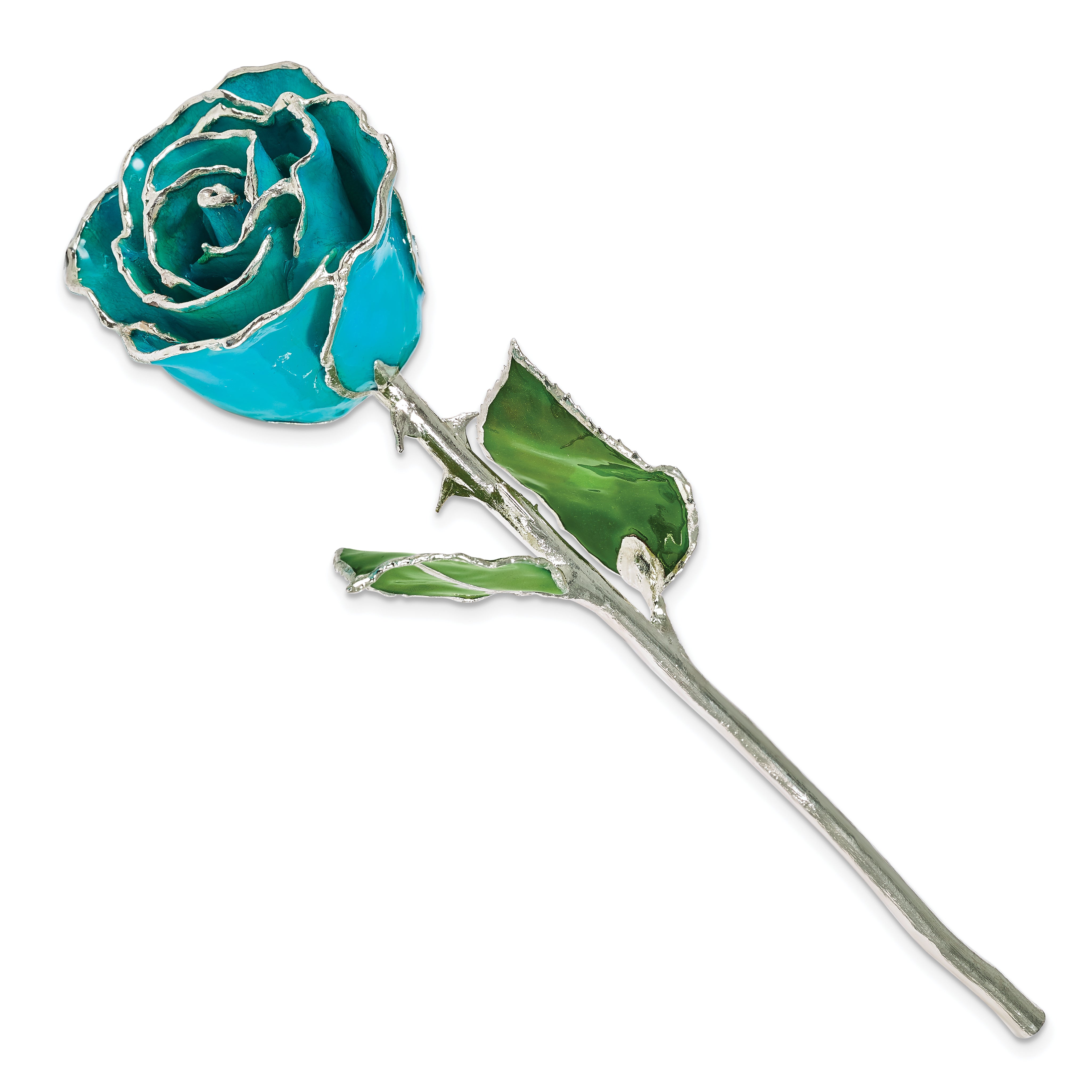 Lacquer Dipped Silver Trim Turquoise Green Southwest Style Rose - Sophia Jewelers