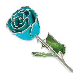 Lacquer Dipped Silver Trim Turquoise Green Southwest Style Rose - Sophia Jewelers