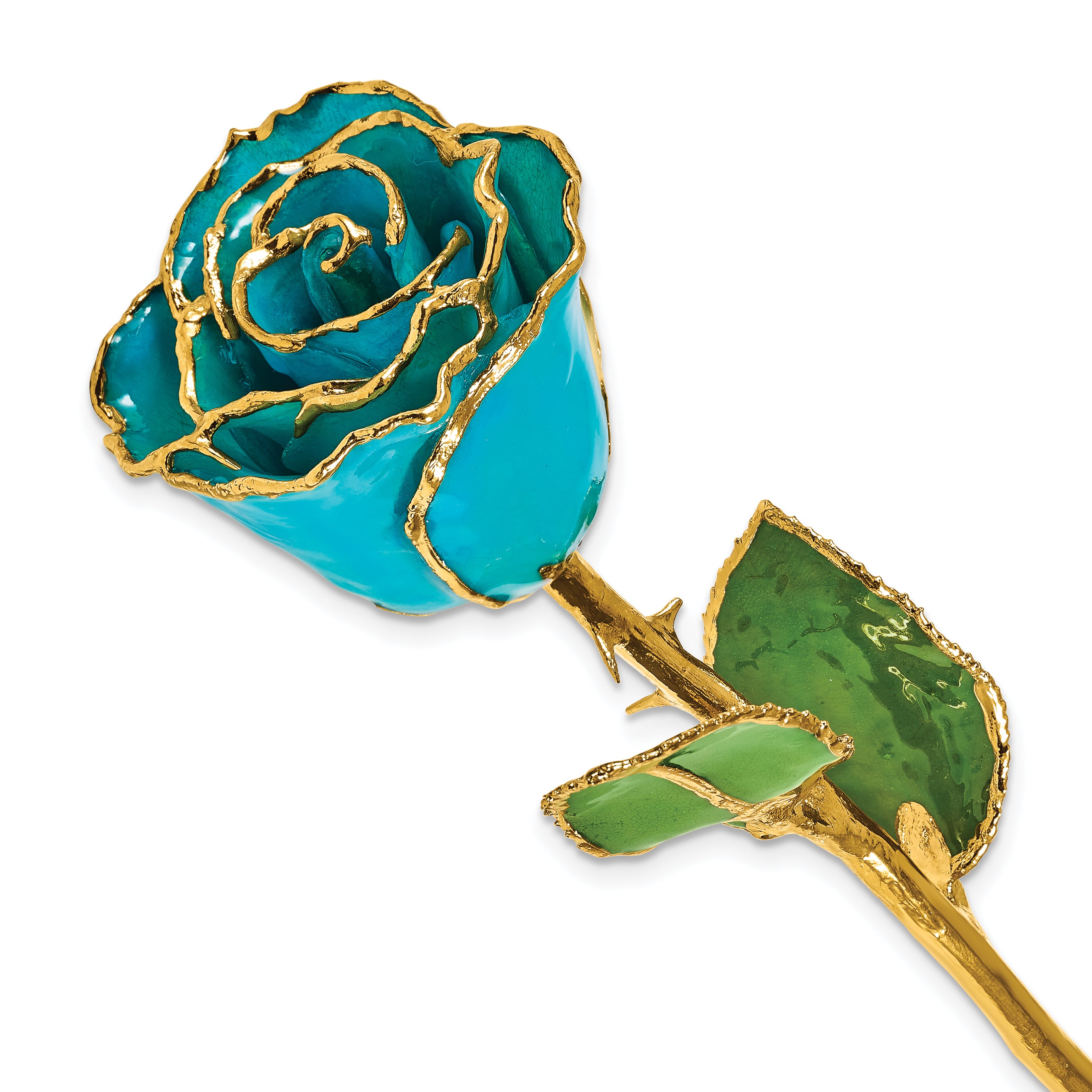 Lacquer Dipped Gold Trim Torquoise Green Southwest Style Rose - Sophia Jewelers