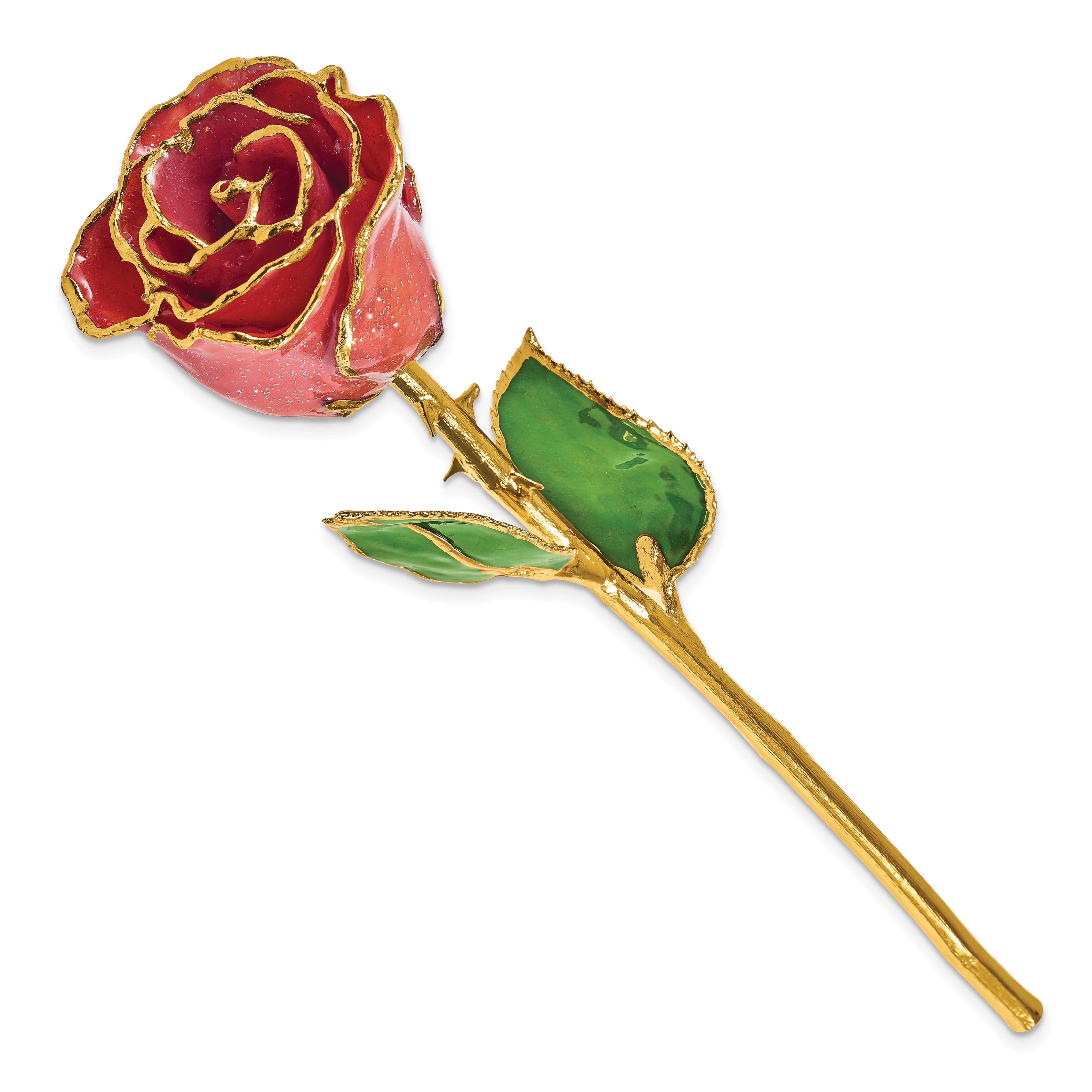 Lacquer Dipped Gold Trim Sonia Pearl Rose with Silver Sparkles - Sophia Jewelers