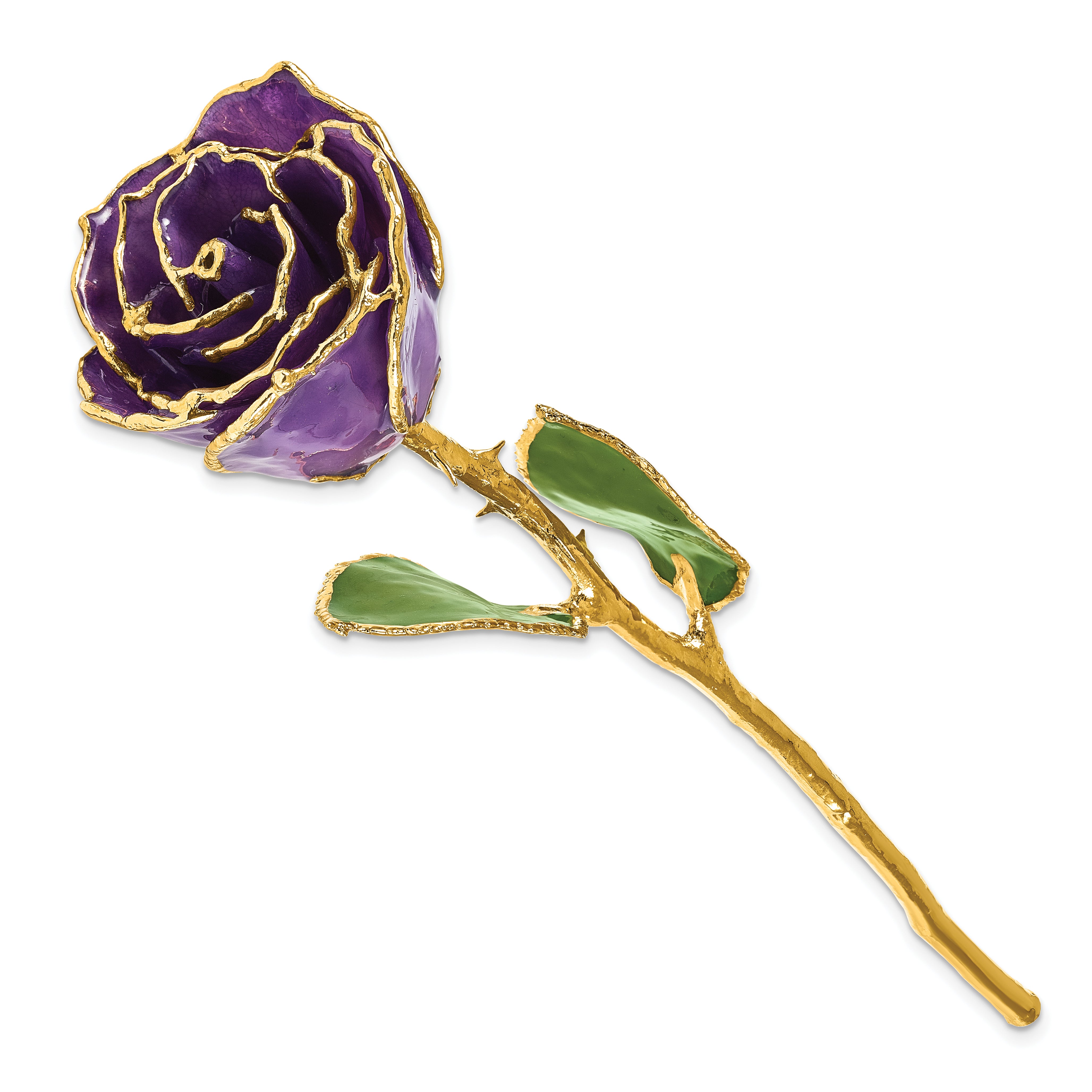 Lacquer Dipped Gold Trim February Birthstone Amethyst Rose - Sophia Jewelers