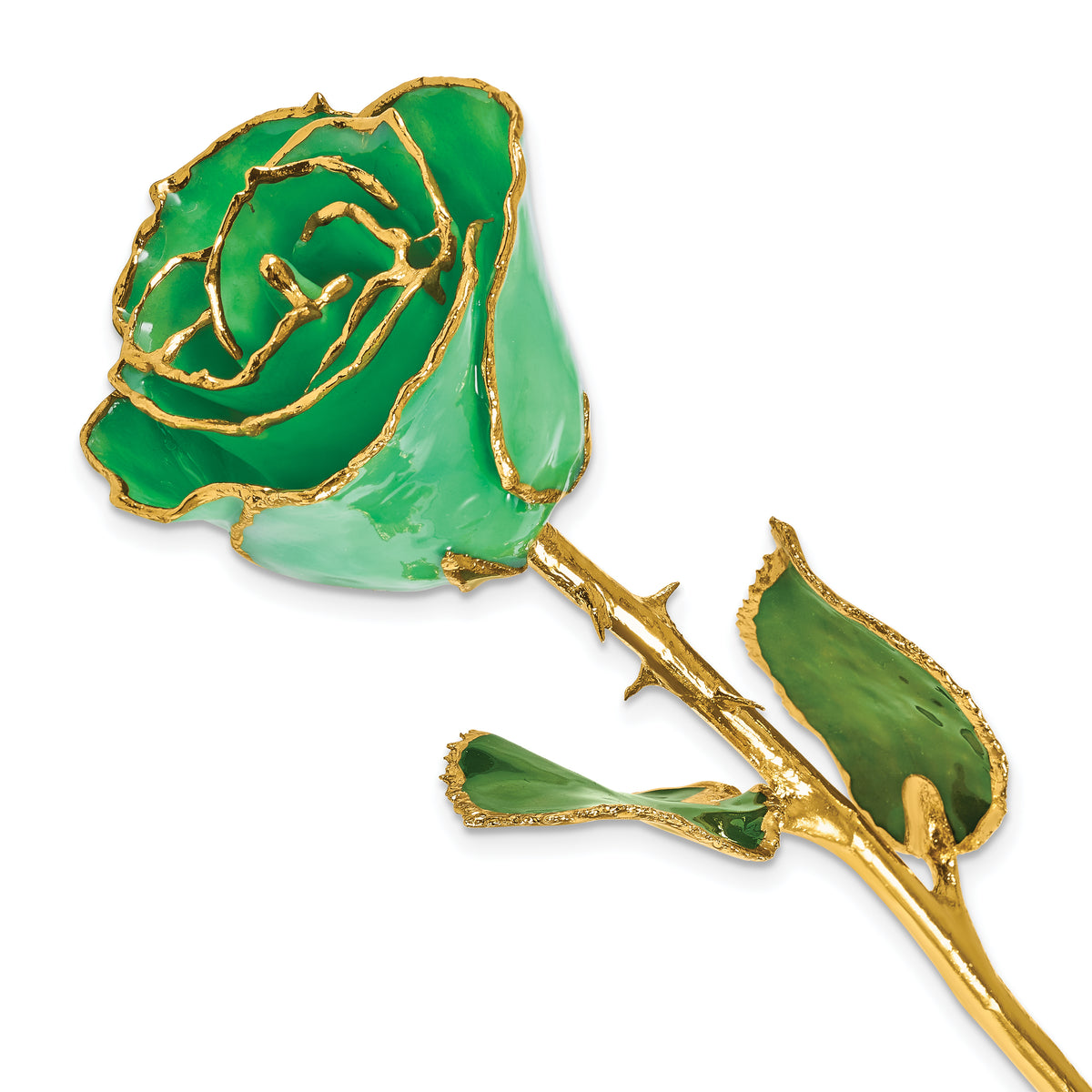 Lacquer Dipped Gold Trim May Birthstone Emerald Rose - Sophia Jewelers