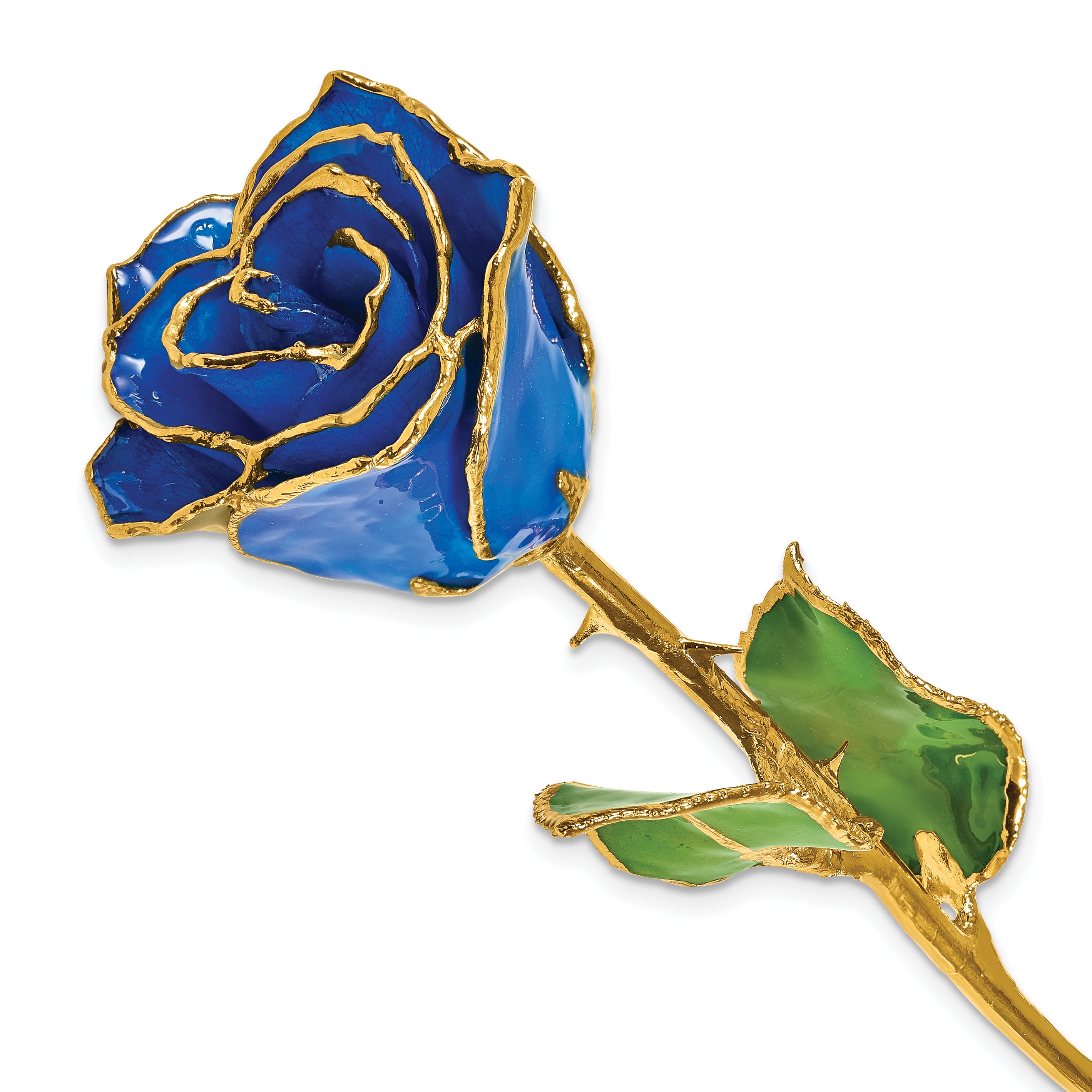 Lacquer Dipped Gold Trim September Birthstone Sapphire Rose - Sophia Jewelers