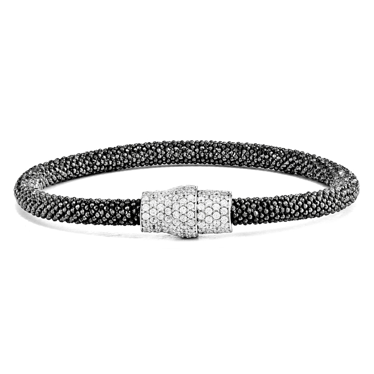 Sterling Silver 925 Mesh Bracelet with Magnetic Clasp 7.25 Inch Elegant Design