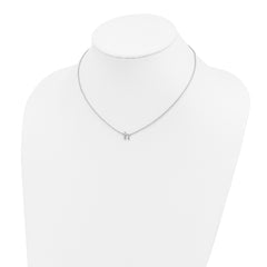 Sterling Silver 925 Diamond Initial H Necklace with Polished Finish, 18-Inch Cable Chain