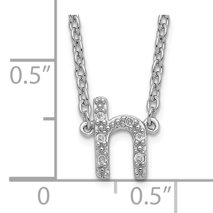 Sterling Silver 925 Diamond Initial H Necklace with Polished Finish, 18-Inch Cable Chain