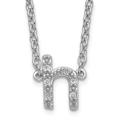 Sterling Silver 925 Diamond Initial H Necklace with Polished Finish, 18-Inch Cable Chain