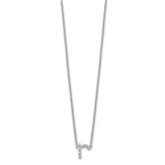 Sterling Silver 925 Polished Diamond Initial R Necklace with Extender