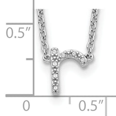 Sterling Silver 925 Polished Diamond Initial R Necklace with Extender