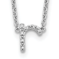 Sterling Silver 925 Polished Diamond Initial R Necklace with Extender