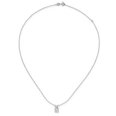 Sterling Silver 925 Princess-Cut CZ Pendant Necklace with Rhodium Finish