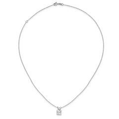 Sterling Silver 925 Princess-Cut CZ Necklace with Polished Rhodium Finish