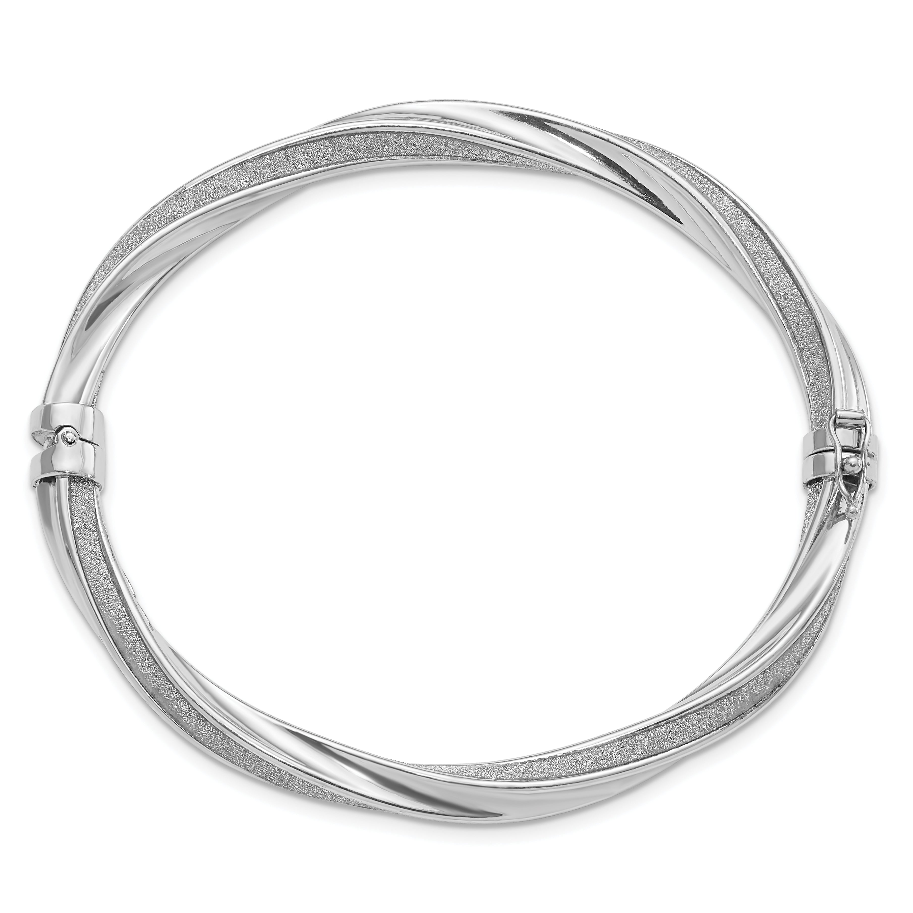 Sterling Silver 925 Glitter Infused Twisted Hinged Bangle for Women