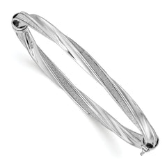 Sterling Silver 925 Glitter Infused Twisted Hinged Bangle for Women