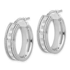 Sterling Silver 925 Glitter Infused Polished Oval Hoop Earrings for Women