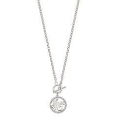 Sterling Silver 925 Polished Mom Necklace with Rhodium-Plated Finish