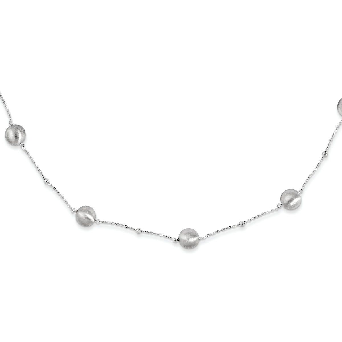 Sterling Silver 925 Beaded Necklace with Satin Polished Finish Elegant Design