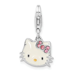 Sterling Silver 925 Hello Kitty Charm with Pink Crystals & Gold-Tone Finish