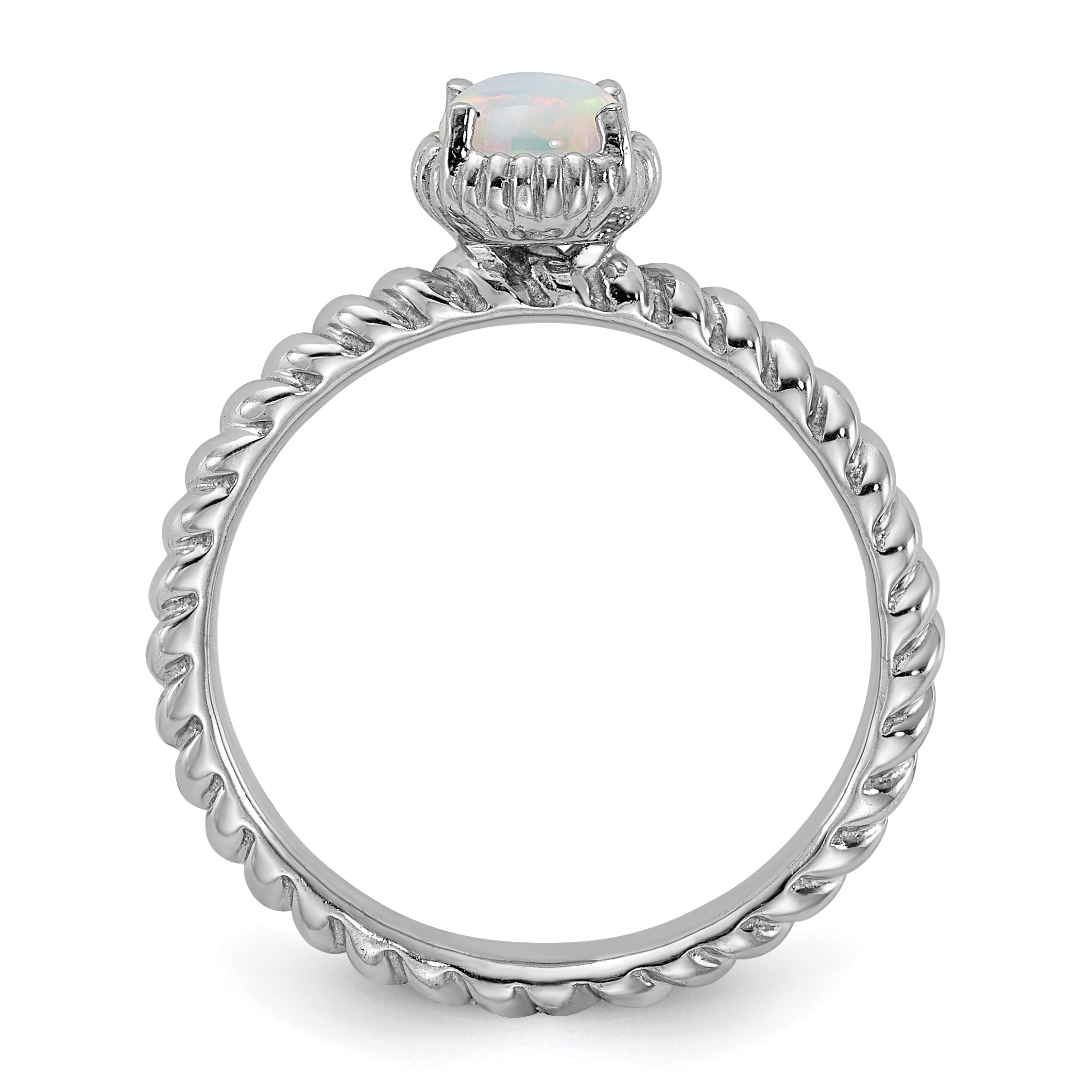 Sterling Silver Stackable Expressions Created Opal Ring - Sophia Jewelers