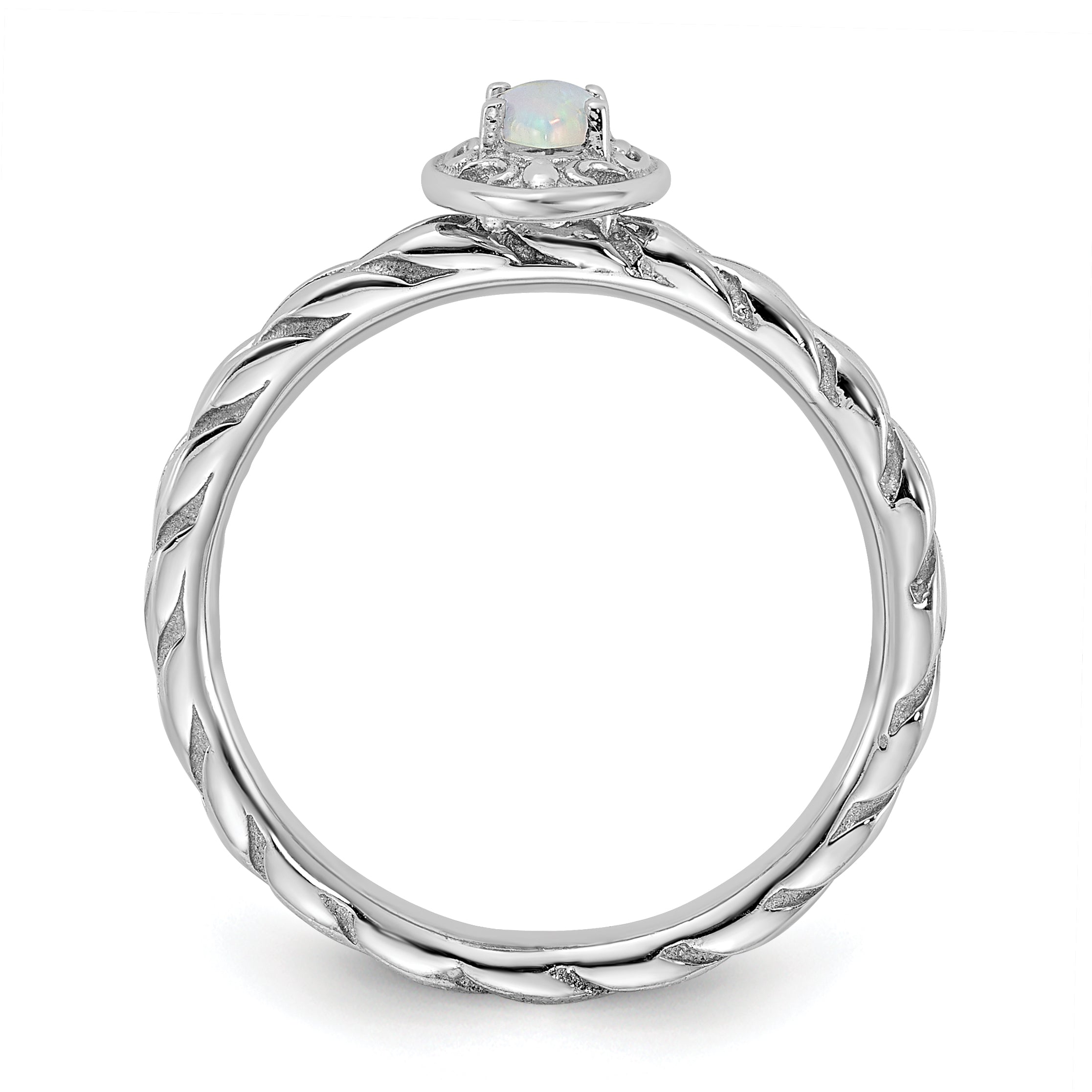 Sterling Silver Stackable Expressions Created Opal Ring - Sophia Jewelers