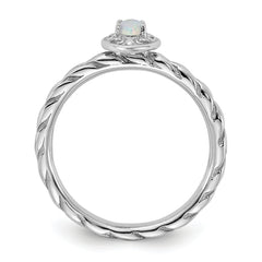 Sterling Silver Stackable Expressions Created Opal Ring - Sophia Jewelers