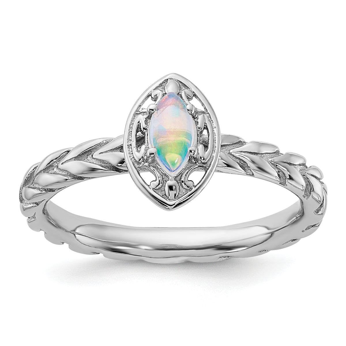 Sterling Silver Stackable Expressions Created Opal Ring - Sophia Jewelers