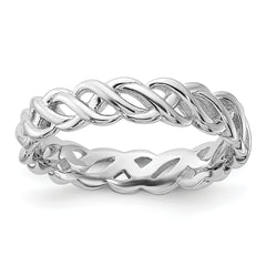 Sterling Silver Stackable Expressions Carved Band Ring - Sophia Jewelers