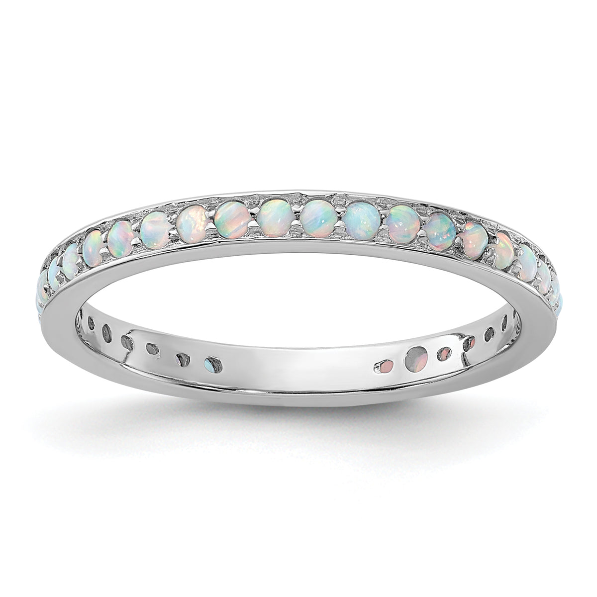 Sterling Silver Stackable Expressions Created Opal Ring - Sophia Jewelers