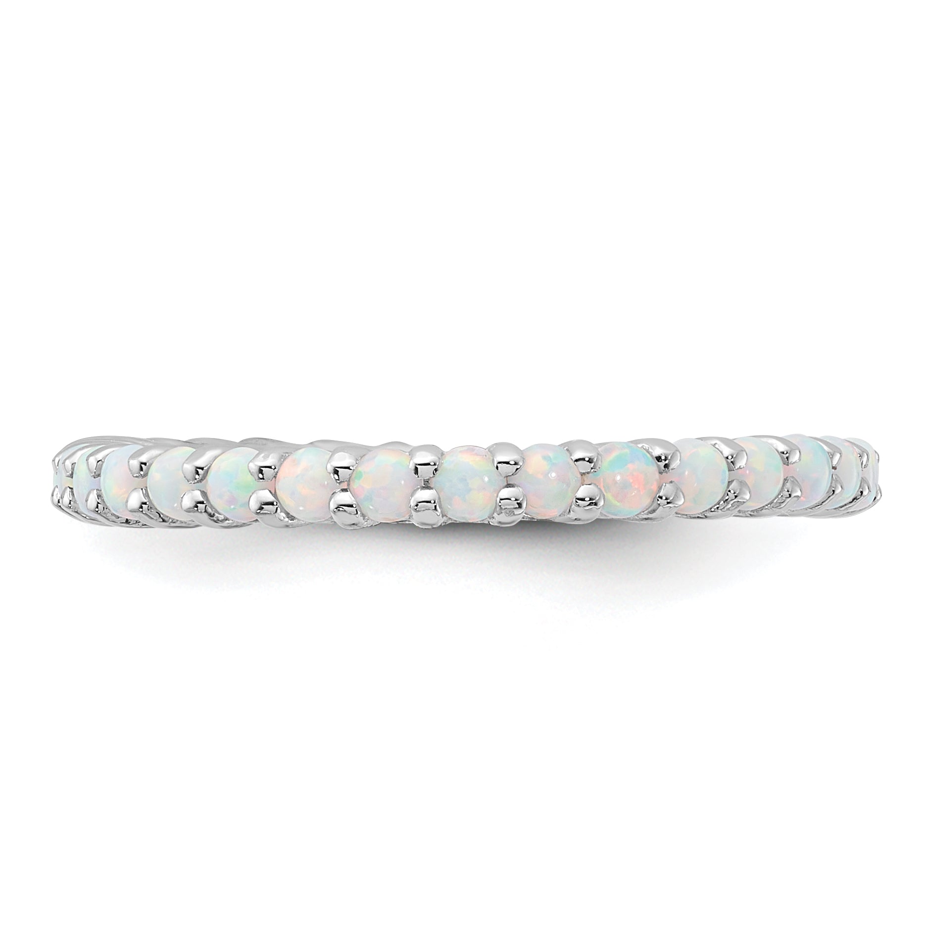 Sterling Silver Stackable Expressions Created Opal Ring - Sophia Jewelers