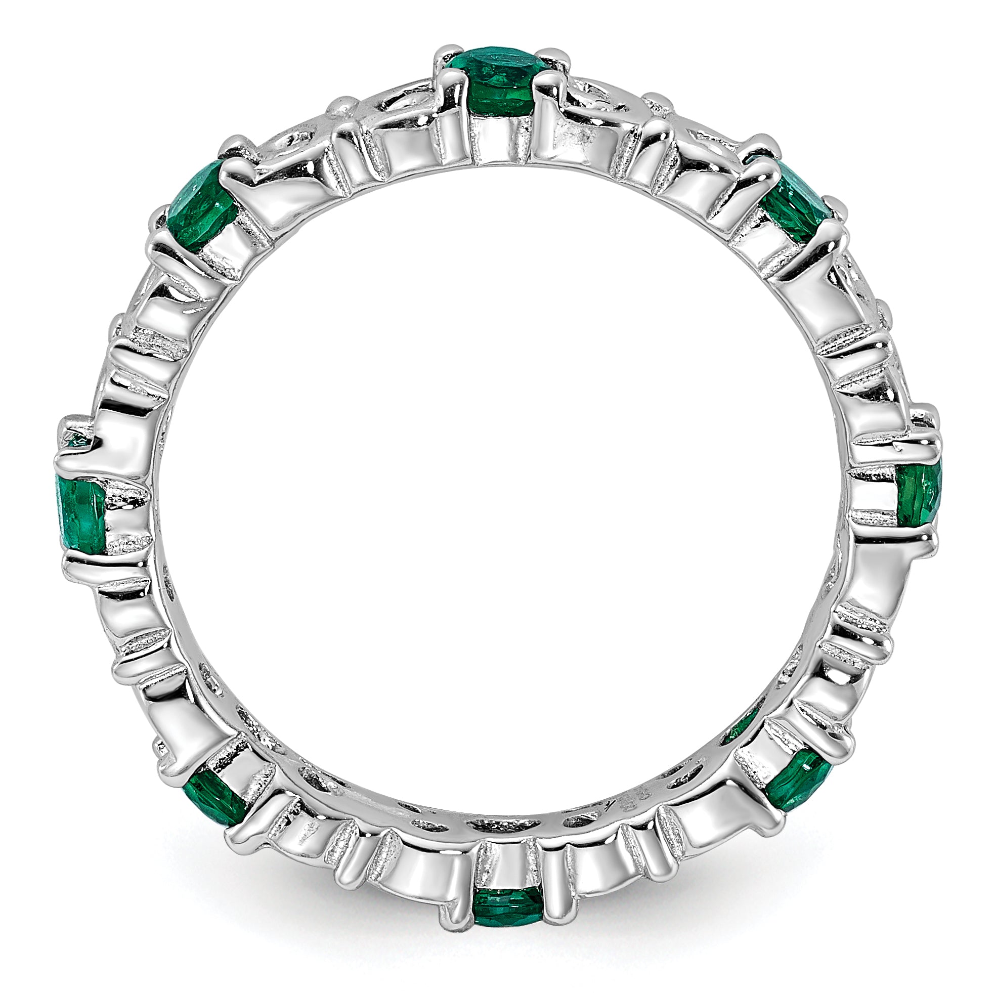 Sterling Silver Stackable Expressions Created Emerald Ring - Sophia Jewelers