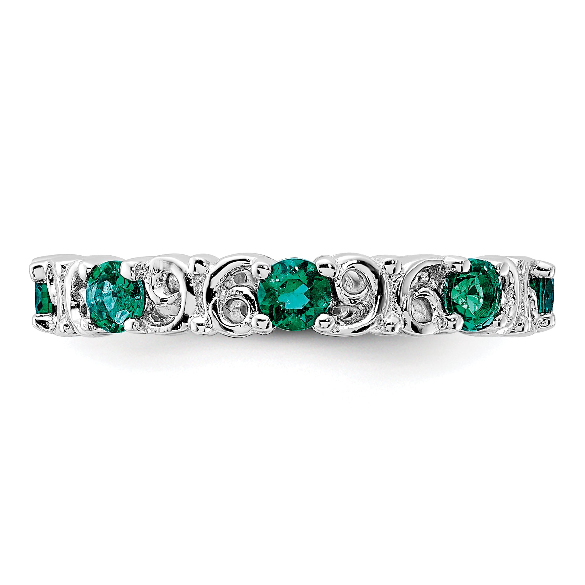 Sterling Silver Stackable Expressions Created Emerald Ring - Sophia Jewelers