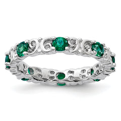 Sterling Silver Stackable Expressions Created Emerald Ring - Sophia Jewelers