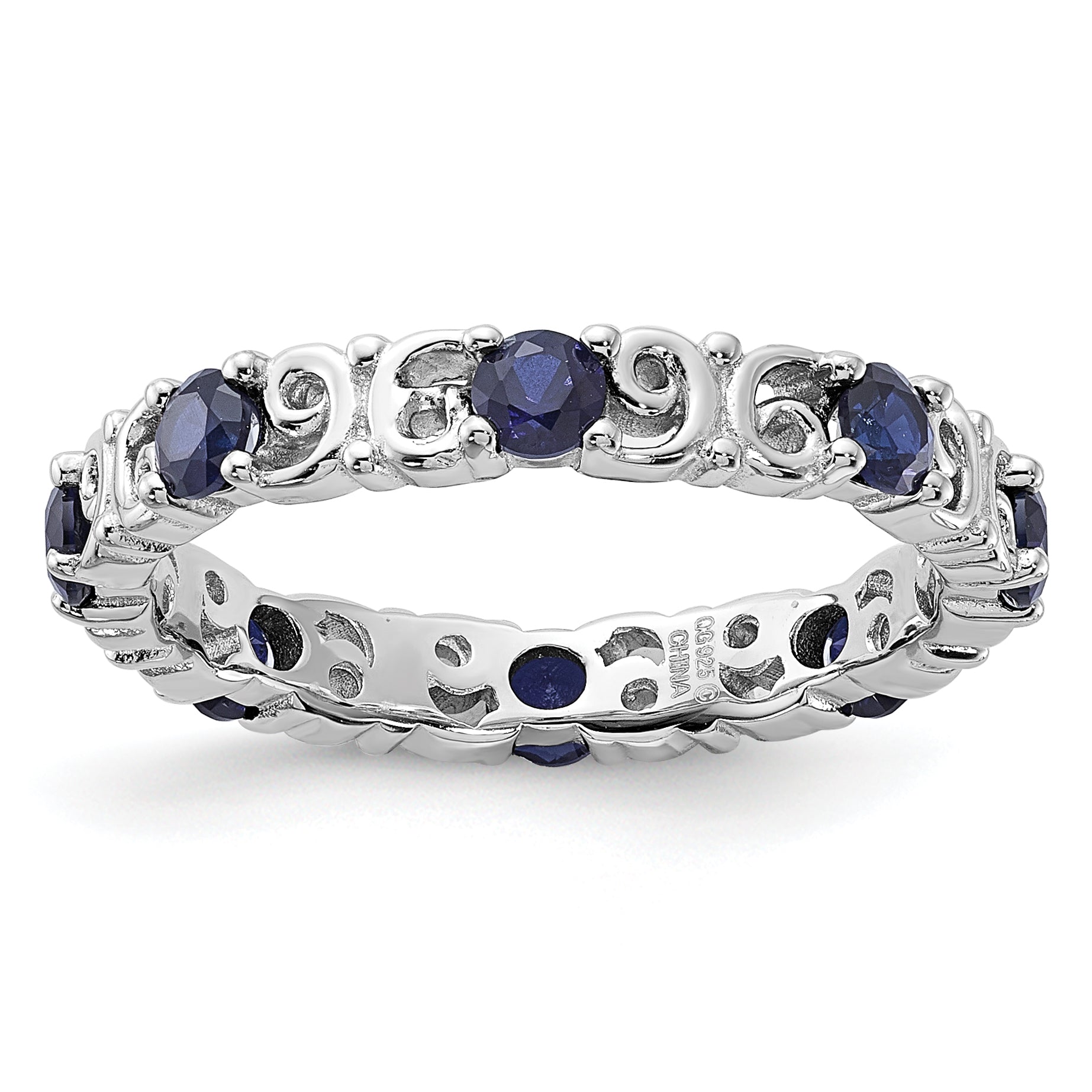 Sterling Silver Stackable Expressions Created Sapphire Ring - Sophia Jewelers