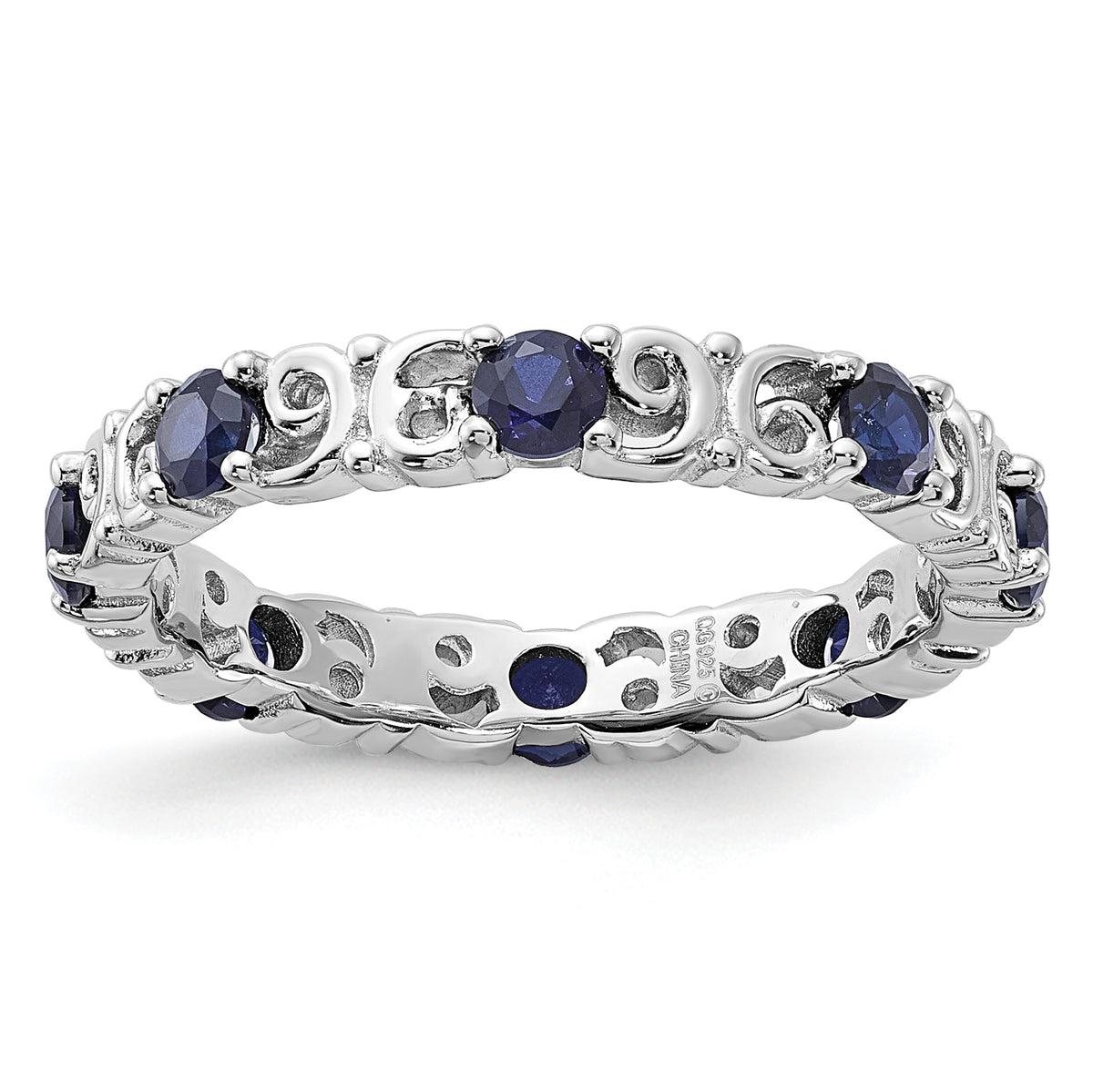 Sterling Silver Stackable Expressions Created Sapphire Ring - Sophia Jewelers