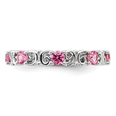 Sterling Silver Stackable Expressions Created Pink Sapphire Ring - Sophia Jewelers