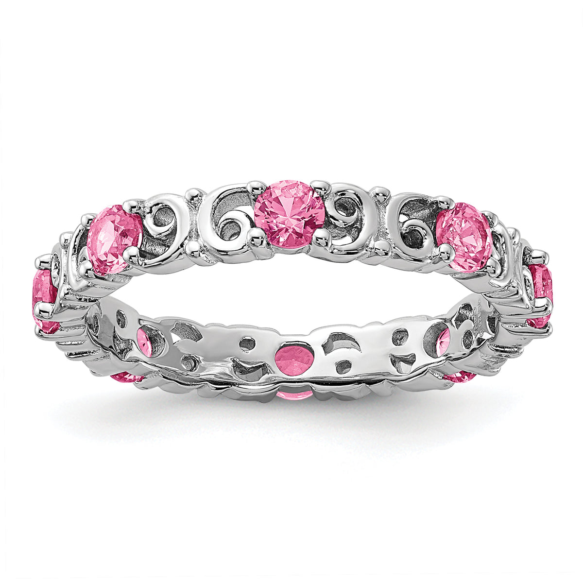 Sterling Silver Stackable Expressions Created Pink Sapphire Ring - Sophia Jewelers