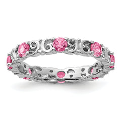 Sterling Silver Stackable Expressions Created Pink Sapphire Ring - Sophia Jewelers