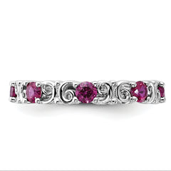 Sterling Silver Stackable Expressions Created Ruby Ring - Sophia Jewelers