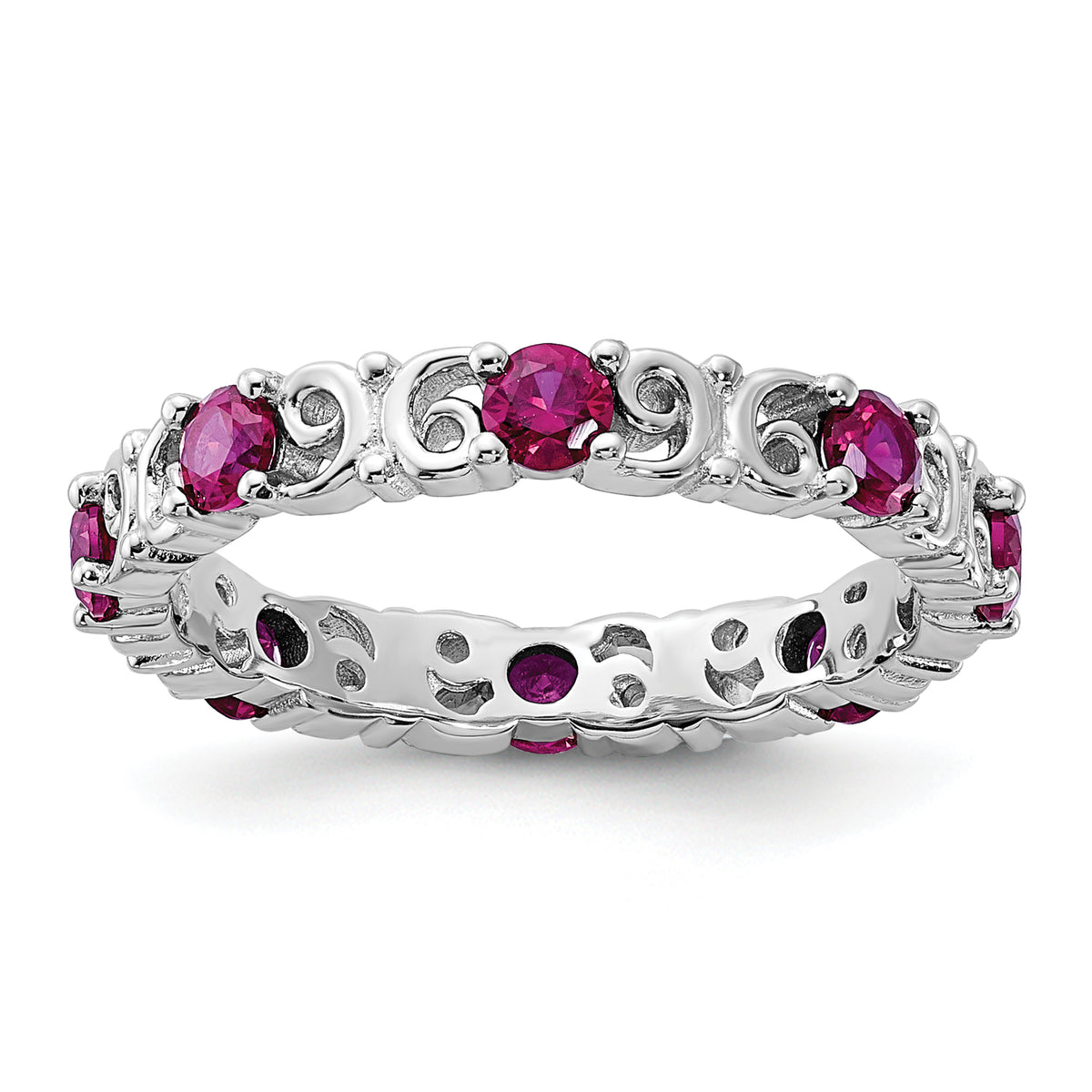 Sterling Silver Stackable Expressions Created Ruby Ring - Sophia Jewelers