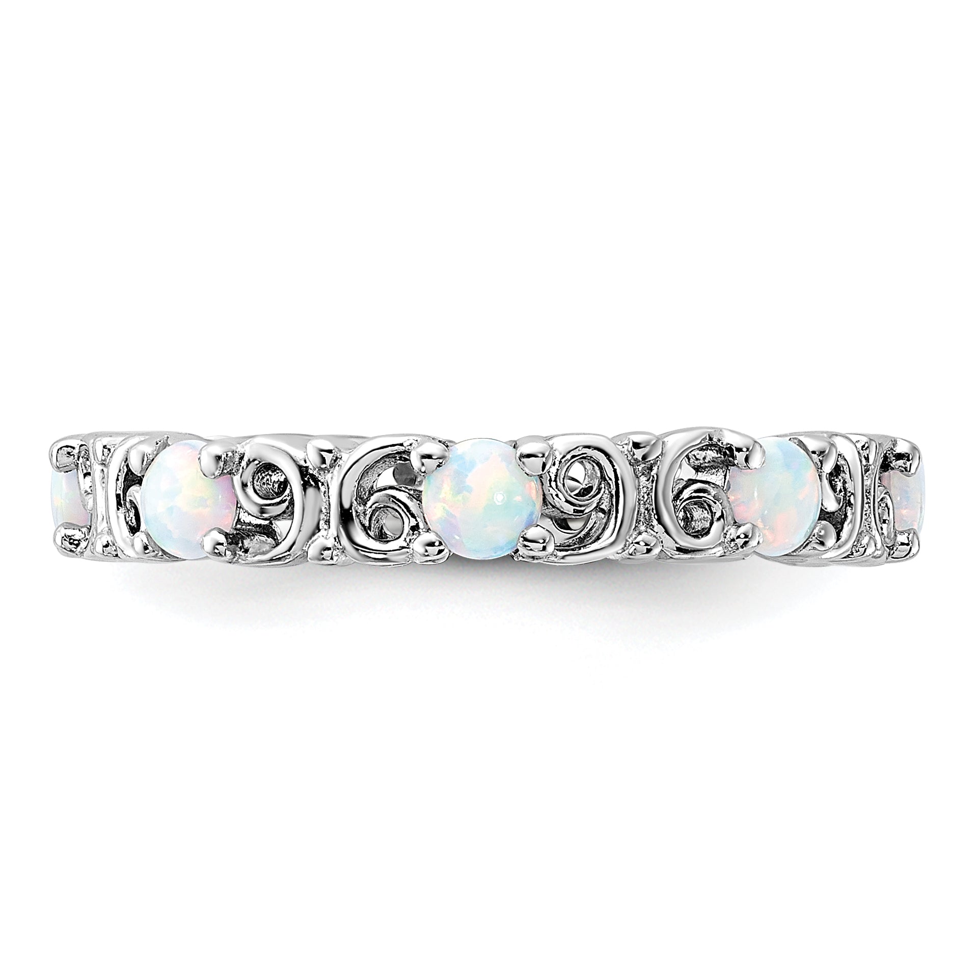 Sterling Silver Stackable Expressions Created Opal Ring - Sophia Jewelers