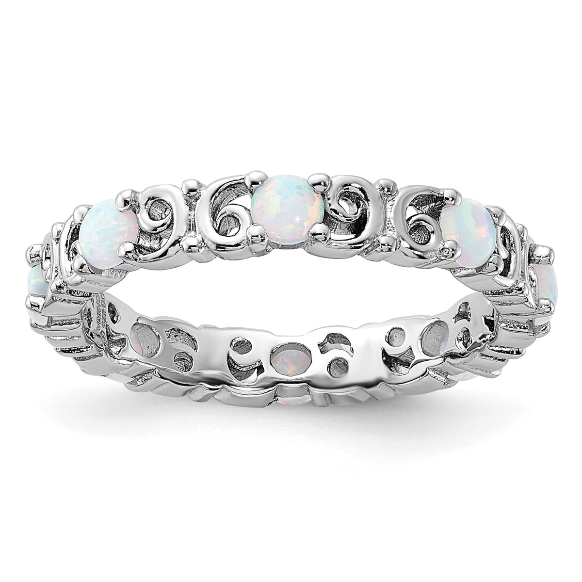 Sterling Silver Stackable Expressions Created Opal Ring - Sophia Jewelers