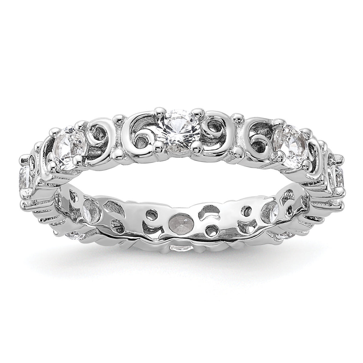 Sterling Silver Stackable Expressions Created White Sapphire Ring - Sophia Jewelers