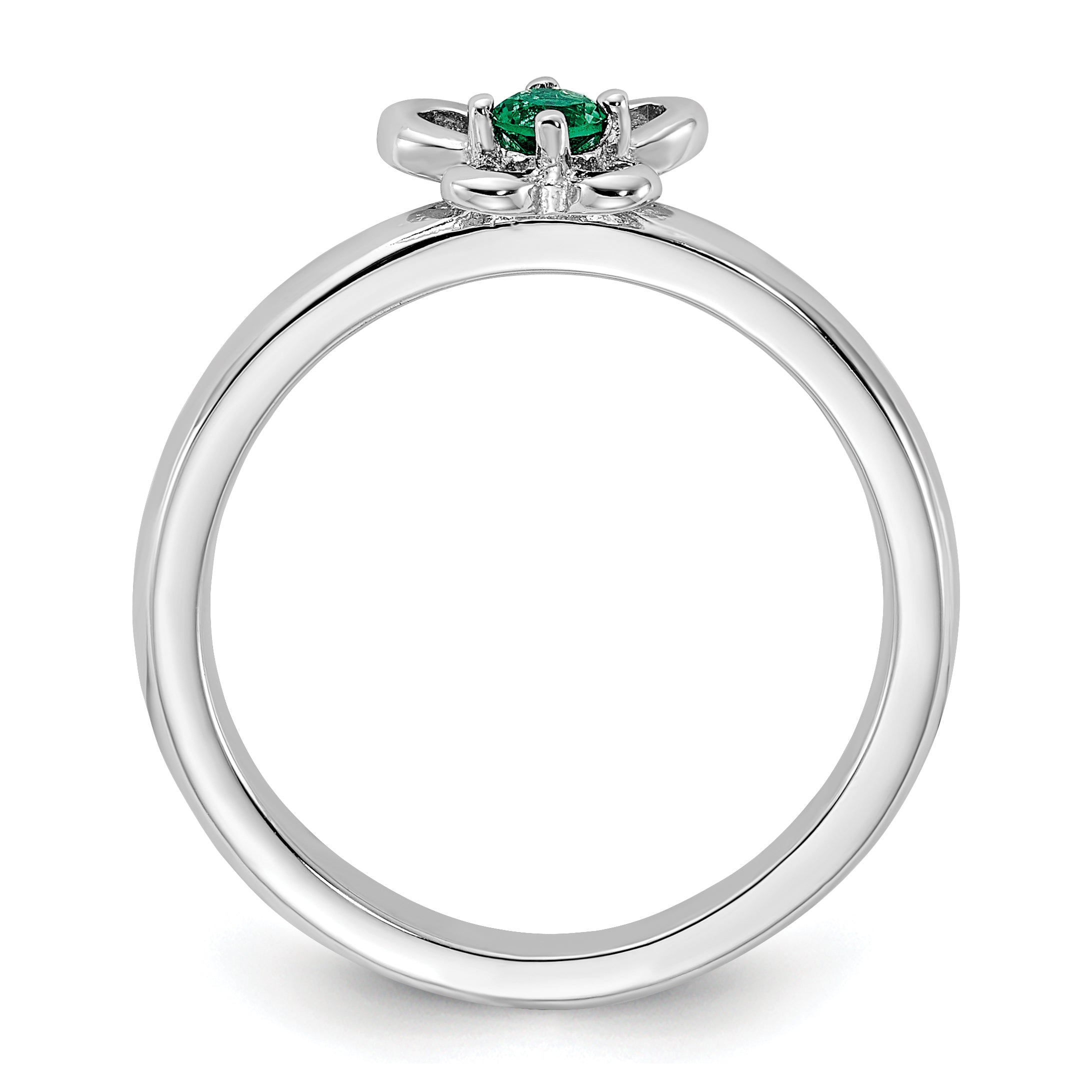 Sterling Silver Stackable Expressions Created Emerald Ring - Sophia Jewelers